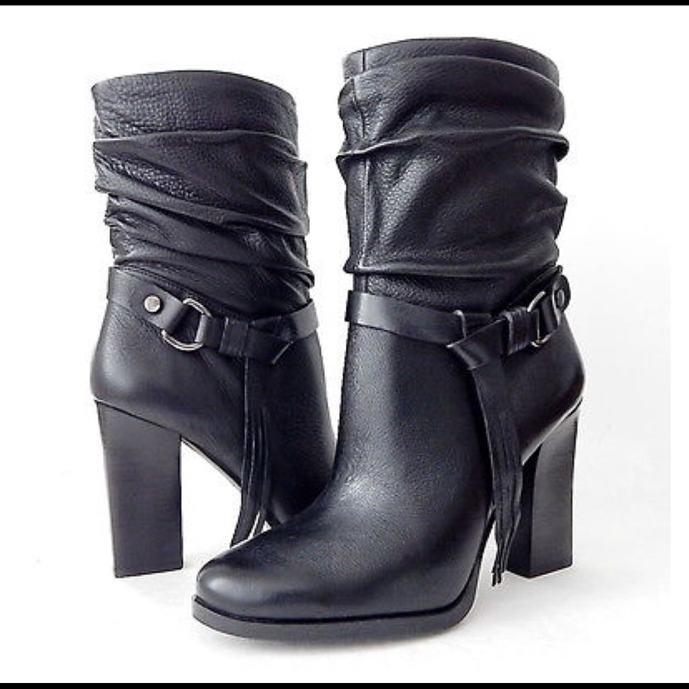 Women’s black leather boots